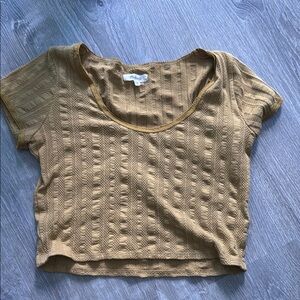 Tan Short Sleeve Knit Top